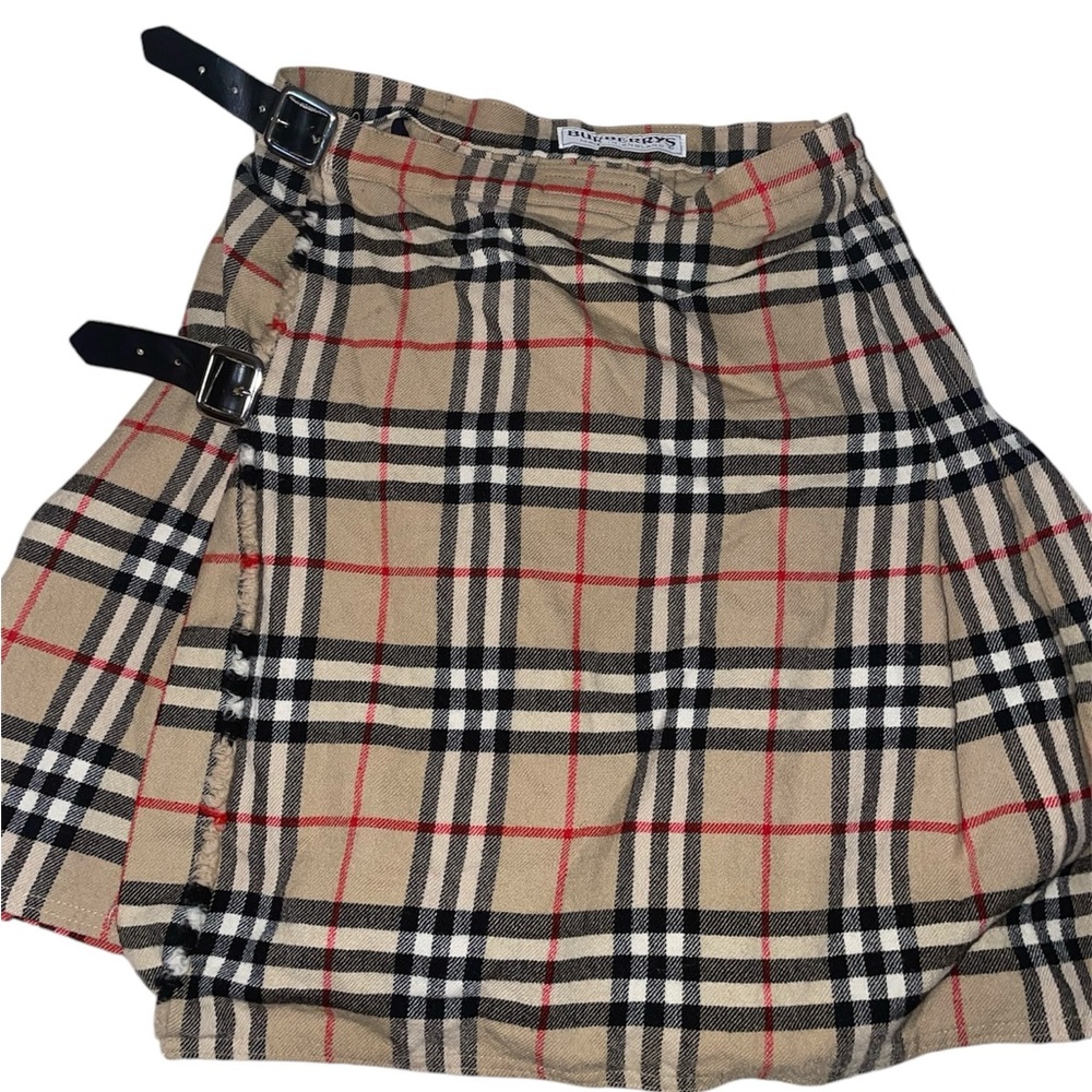 Authentic Burberry Nova Check Pleated Wrap Skirt